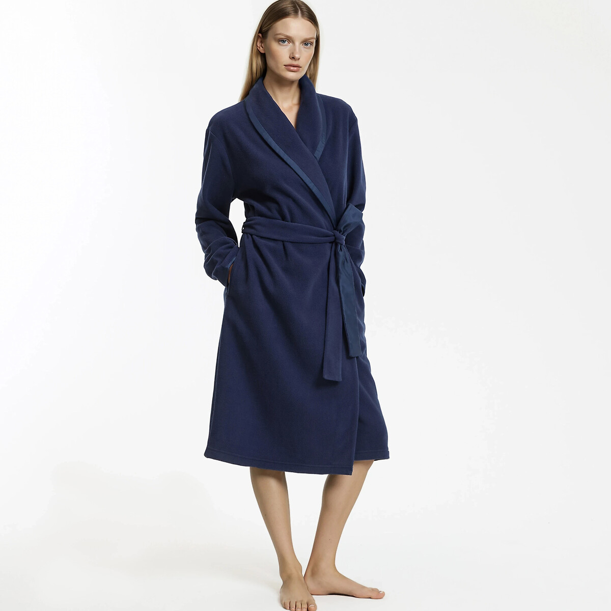 Robe de chambre en maille polaire marine, ANNE WEYBURN