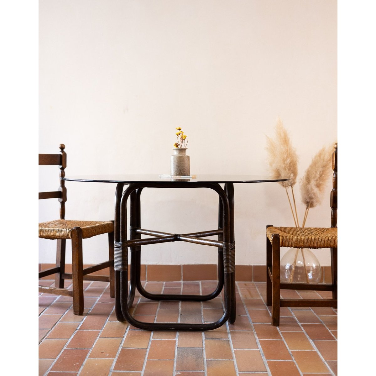 Table à manger originale Romy N°1503 - Bon état bois foncé, DEBONGOUT