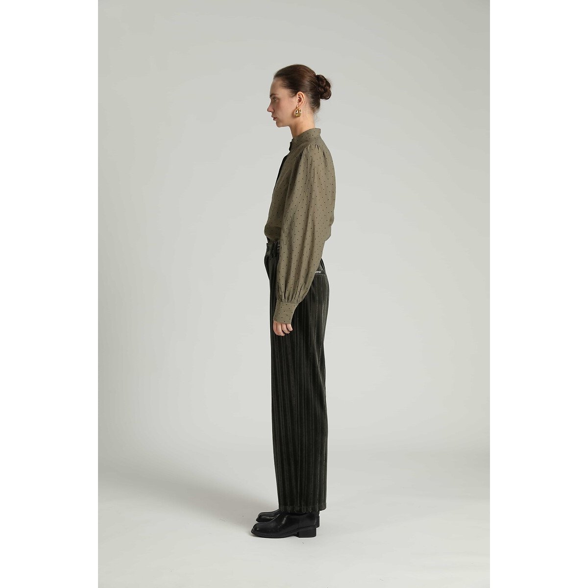 Pantaloni dritti in velluto verde scuro, SEE U SOON