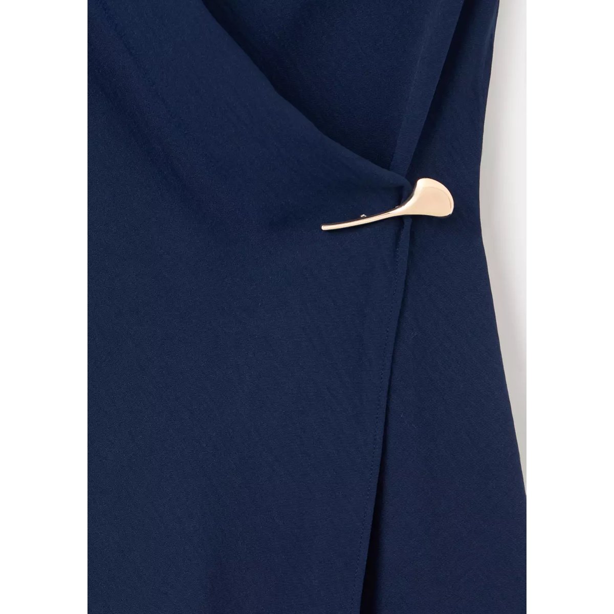 Robe drapée détail bijou bleu nuit, MANGO