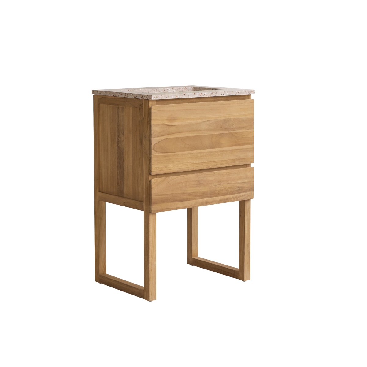 Meuble Salle De Bain en Teck massif, EDGAR marron clair, TIKAMOON