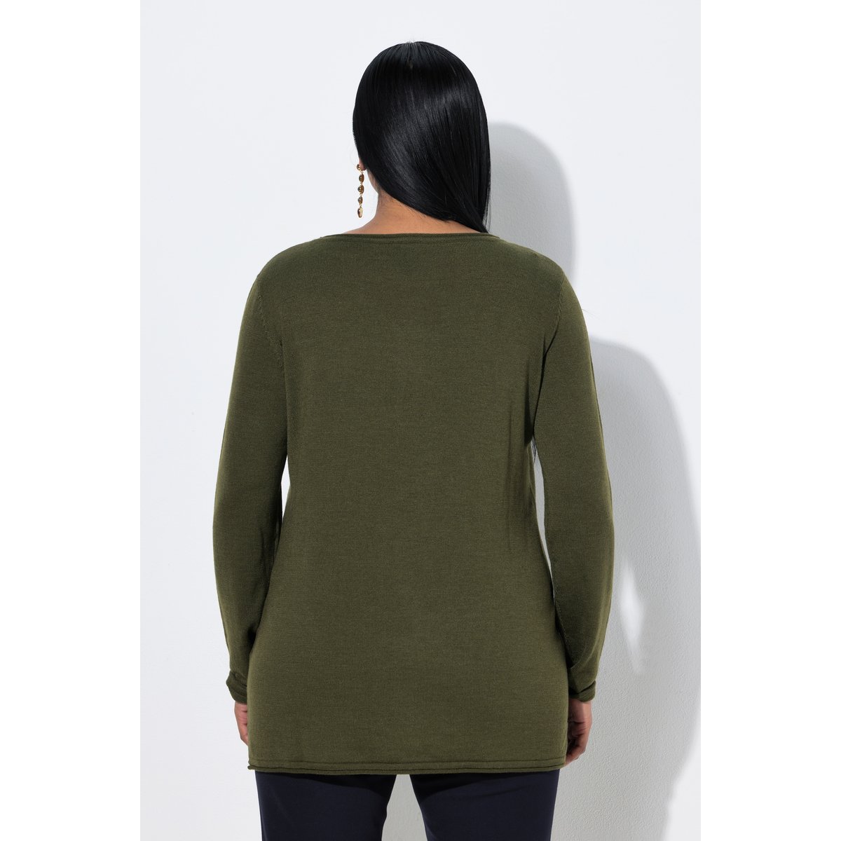 Pull en soie mélangée kaki foncé, ULLA POPKEN