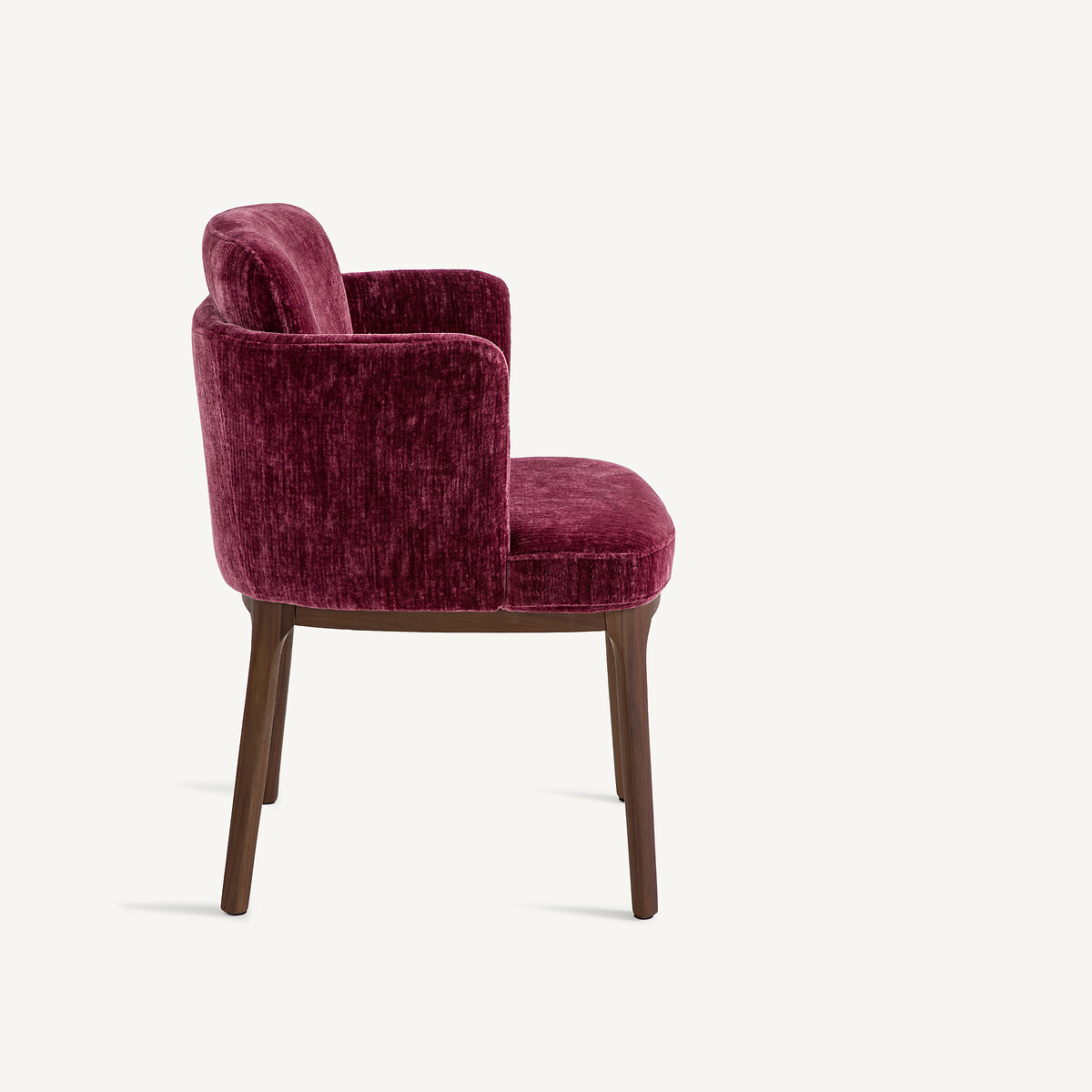 Sillón de comedor con patas de nogal y terciopelo, Jabote borgoña, AM.PM