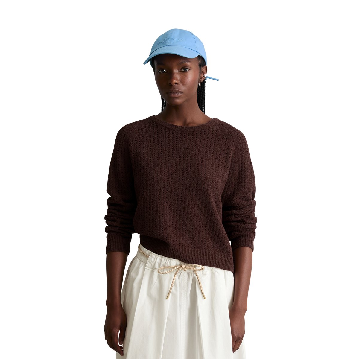 Pull en vrac en doux mélange de coton organique rouge foncé, MARC O’POLO DENIM