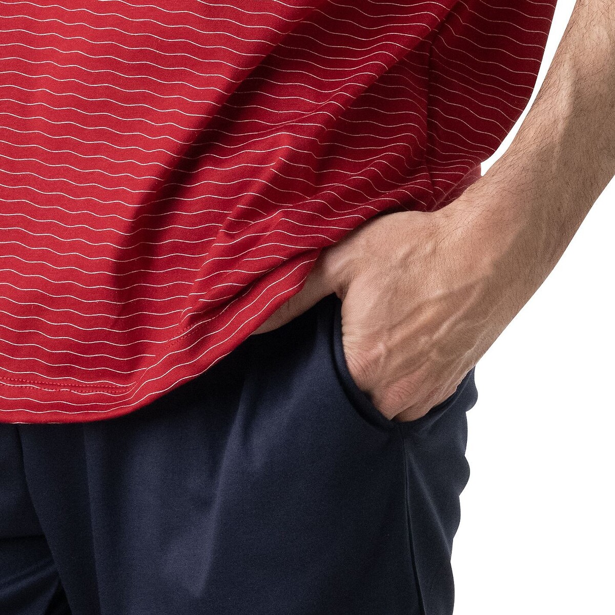 Pyjama court homme Mercerisé Eminence rouge/bleu marine, EMINENCE