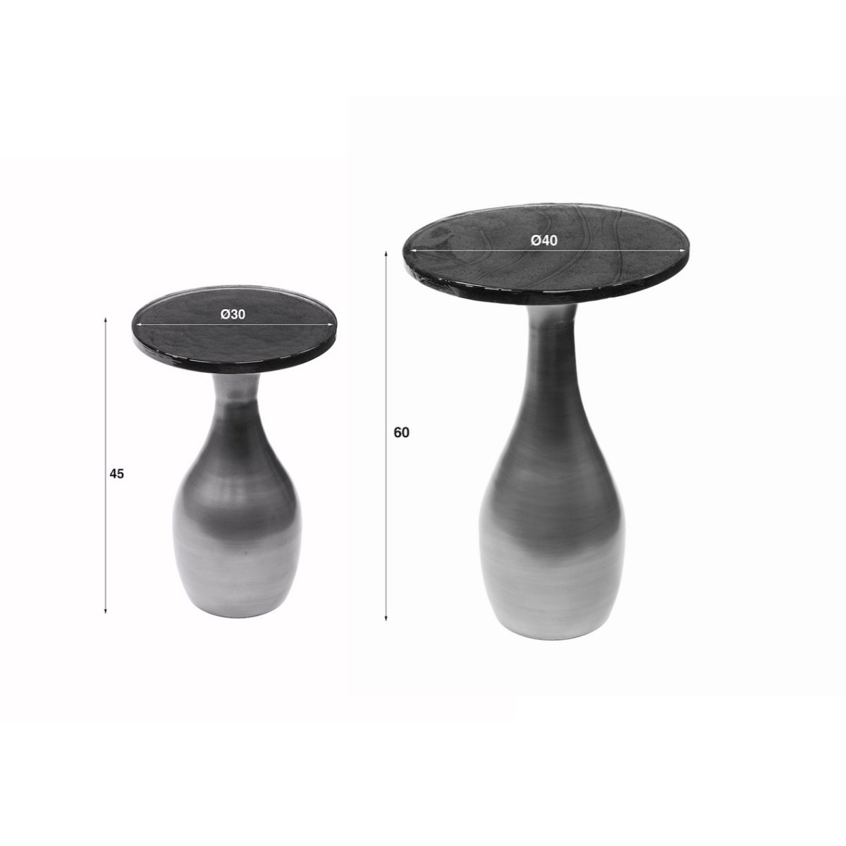 Set de tables d'appoint en métal et verre - SELENA or, MATHI DESIGN