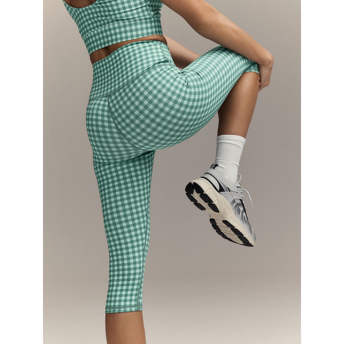 Legging capri de sport active power vichy vert, NEXT