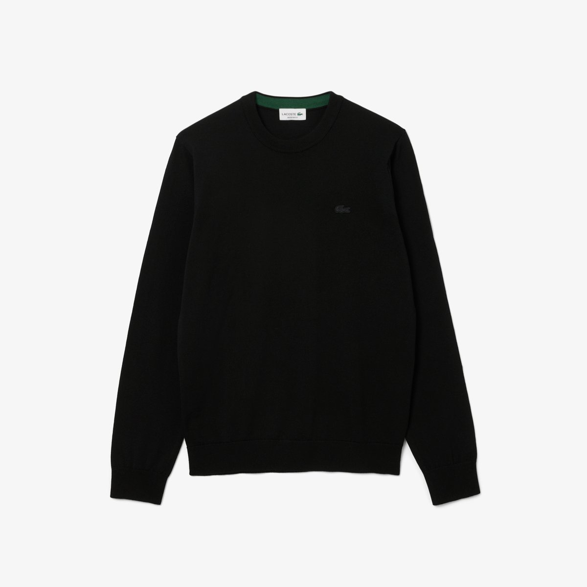Pull en laine mérinos col rond noir-031, LACOSTE