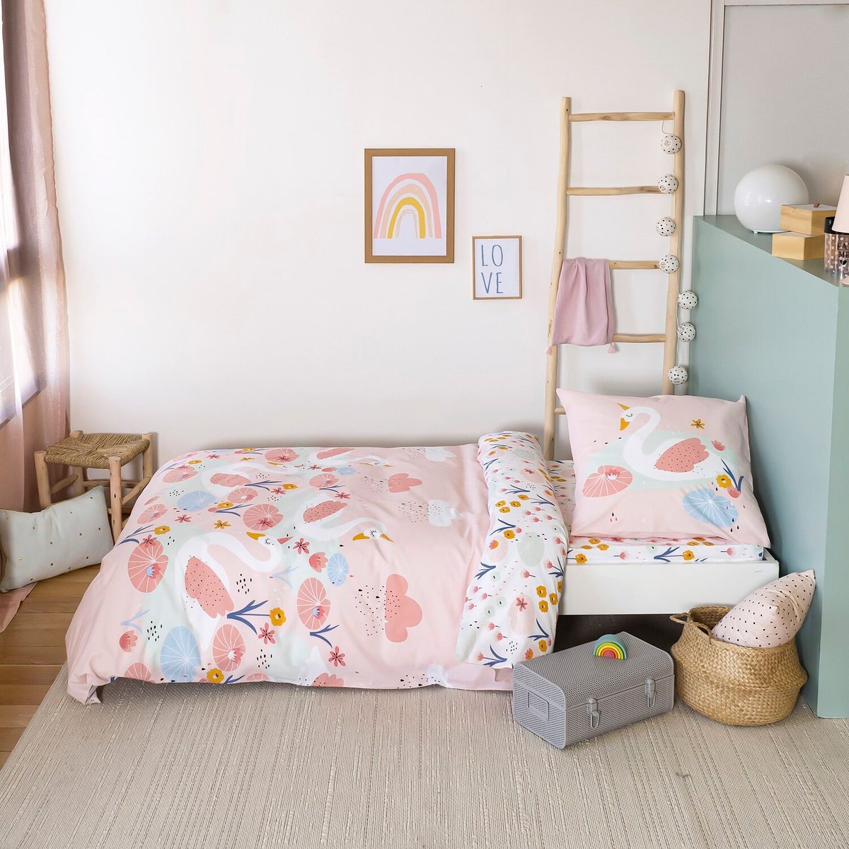 Parure de lit enfant coton, CLARA rose, C DESIGN HOME TEXTILE