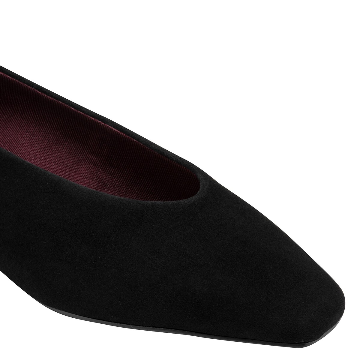 Ballerines en cuir suède, bout amande noir, TAMARIS