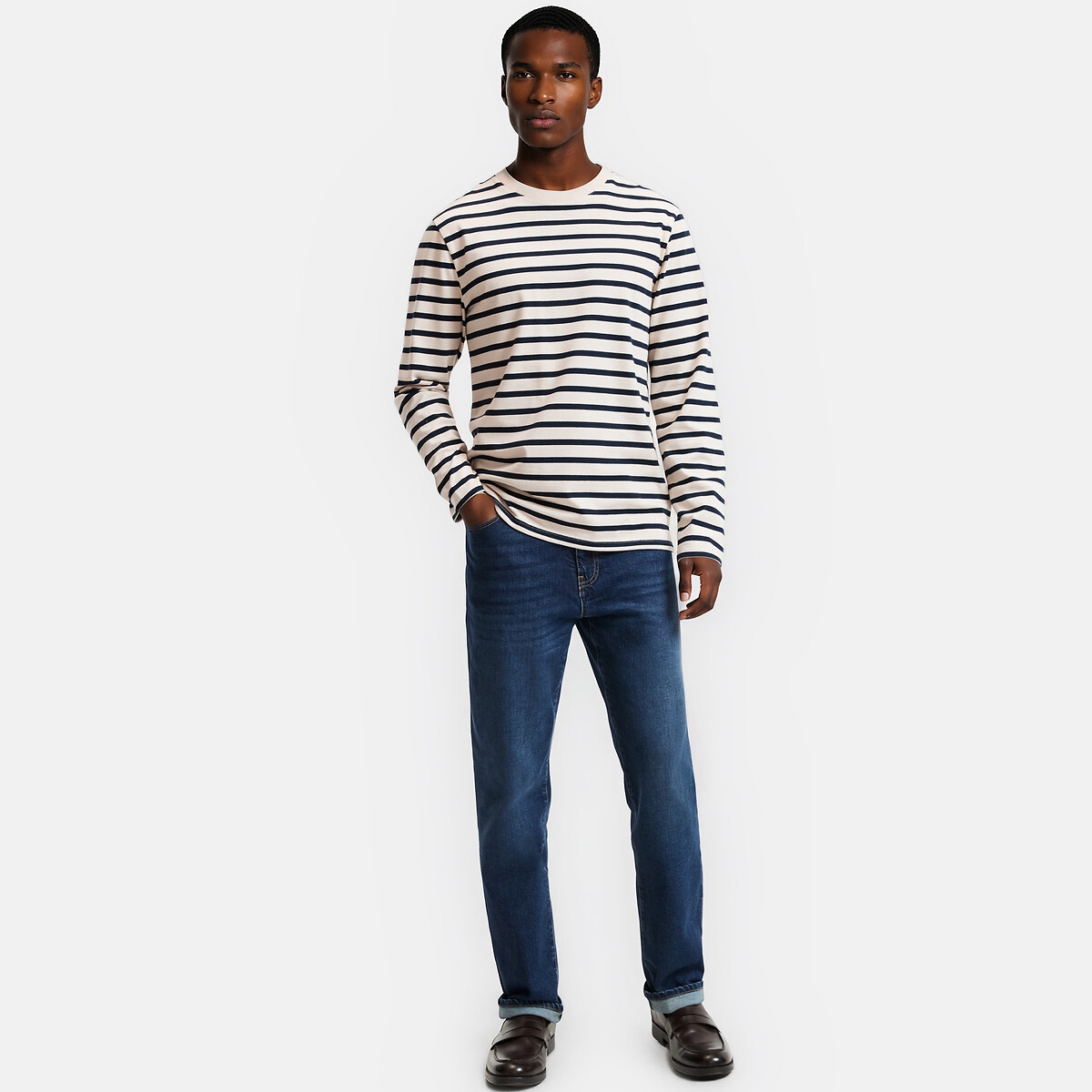 T-shirt col rond manches longues rayé marinière, LA REDOUTE COLLECTIONS