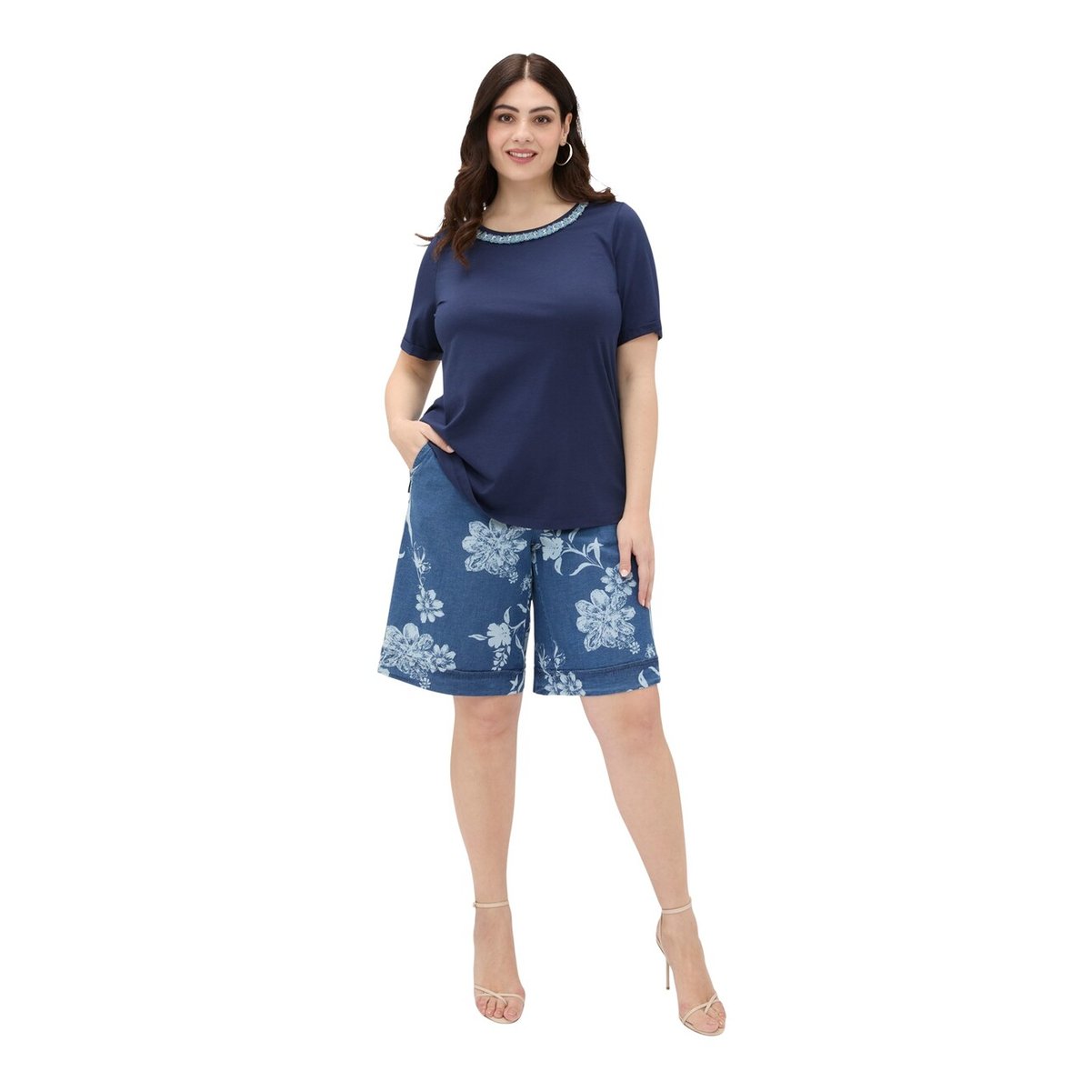 T-shirt avec application sur l'encolure blanc, FIORELLA RUBINO