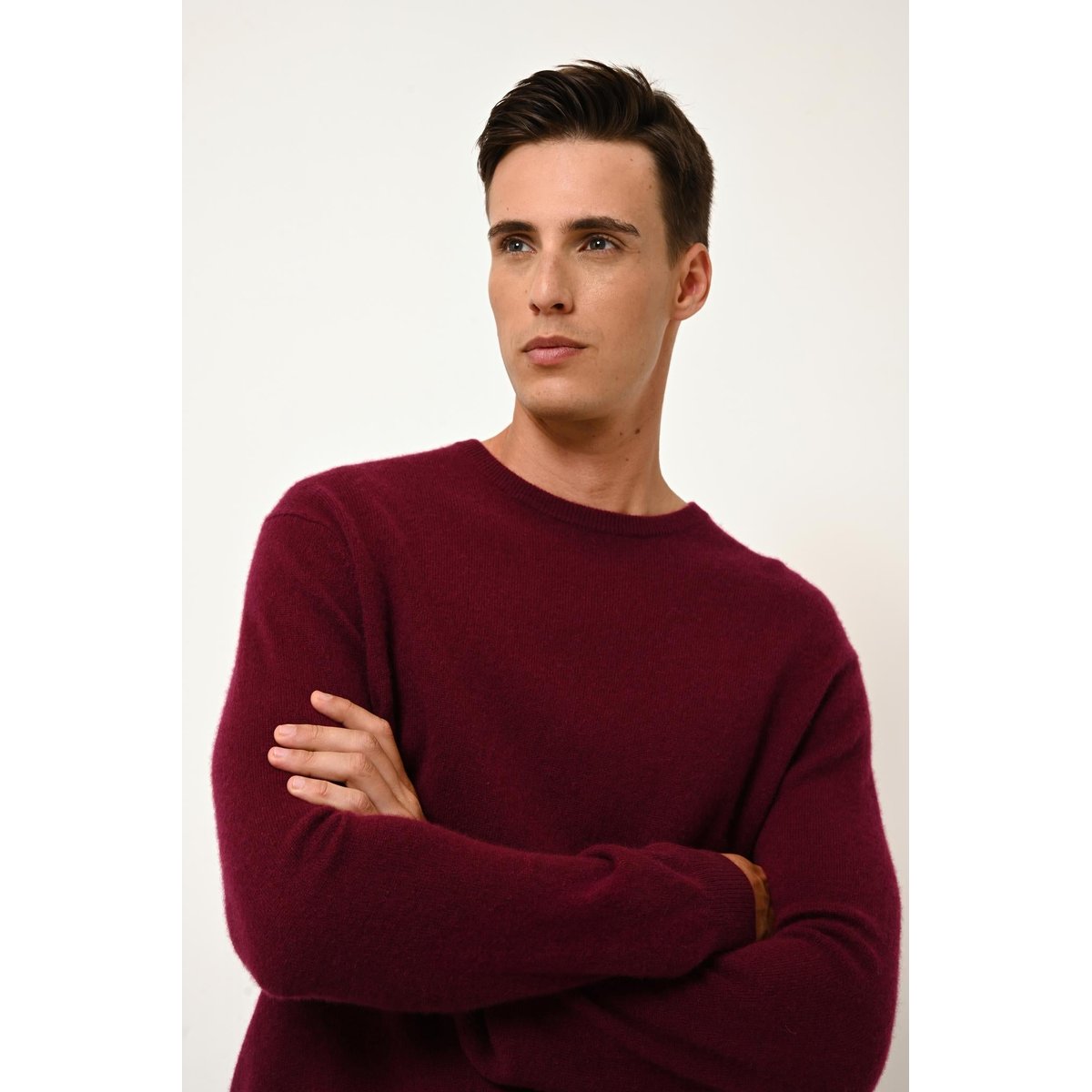 Pull Col Rond Bordeaux Howard bordeaux, JUST CASHMERE