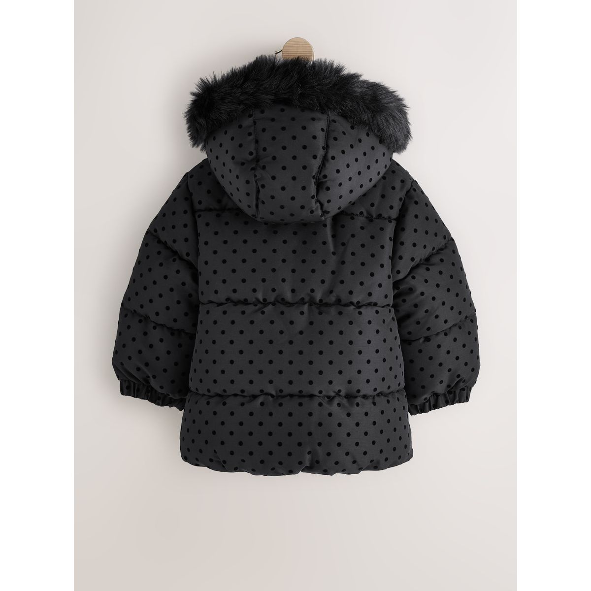 Manteau matelassé imperméable noir à pois, NEXT