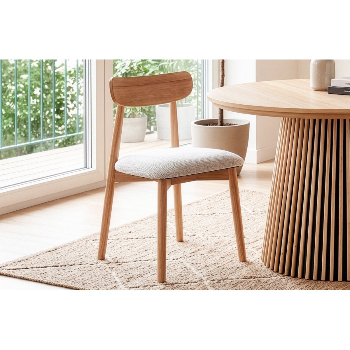 Lot de 2 chaises de repas - BALI beige, MATHI DESIGN