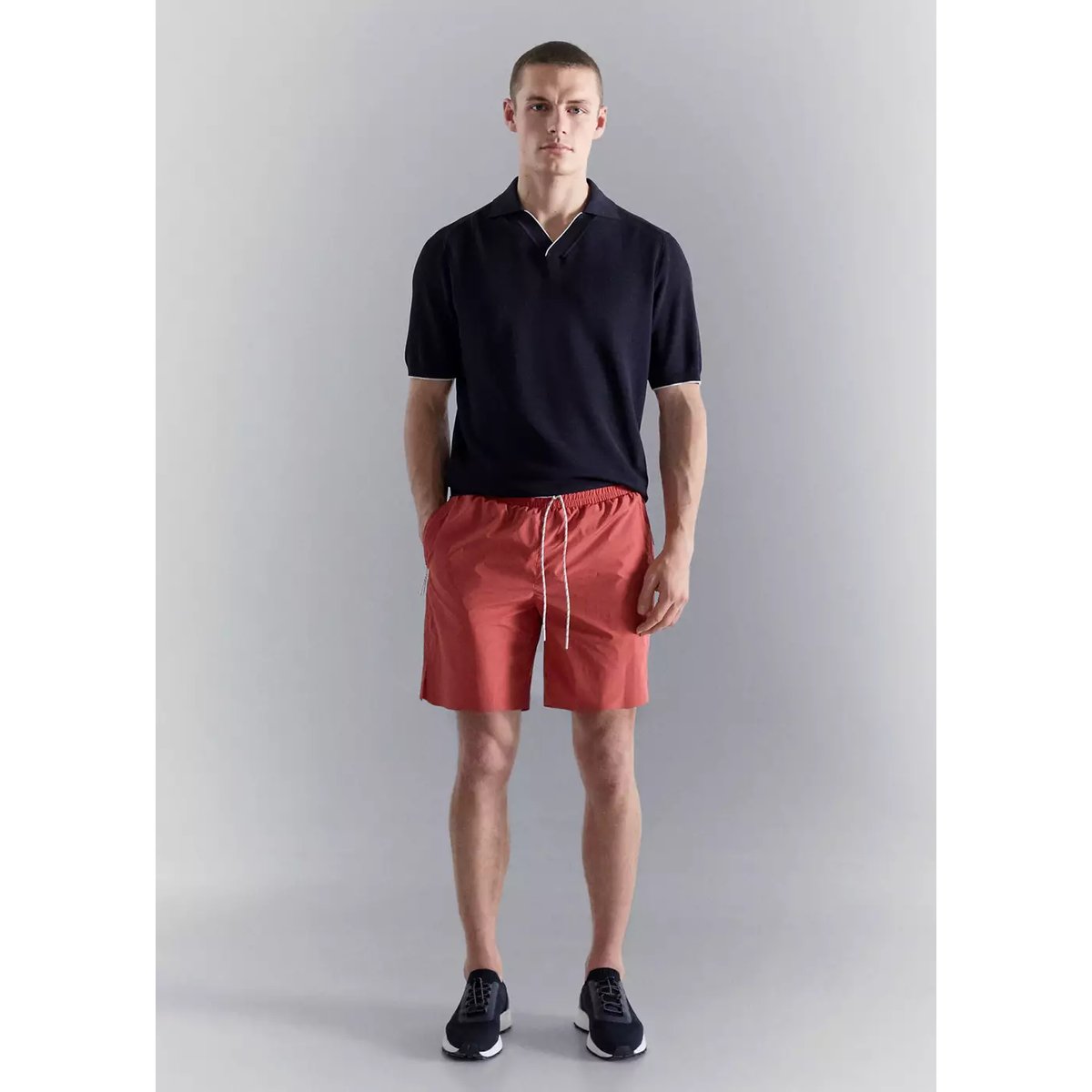 Maillot de bain à poches zippées rouge, MANGO MAN