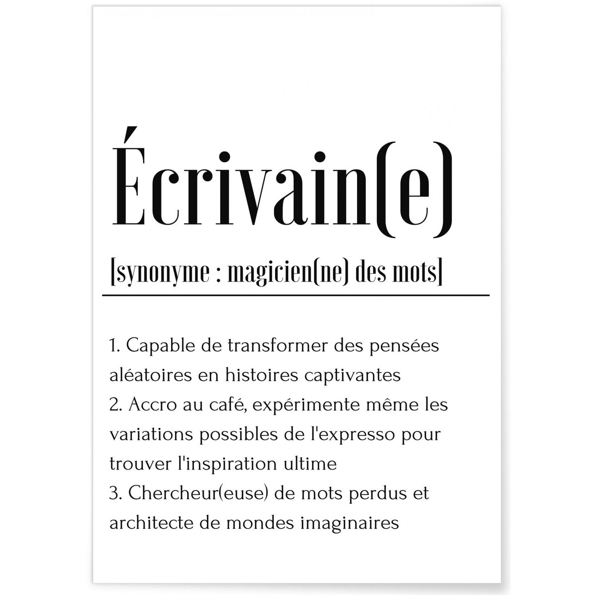 Affiche Définition Écrivain(e) blanc, L'AFFICHERIE