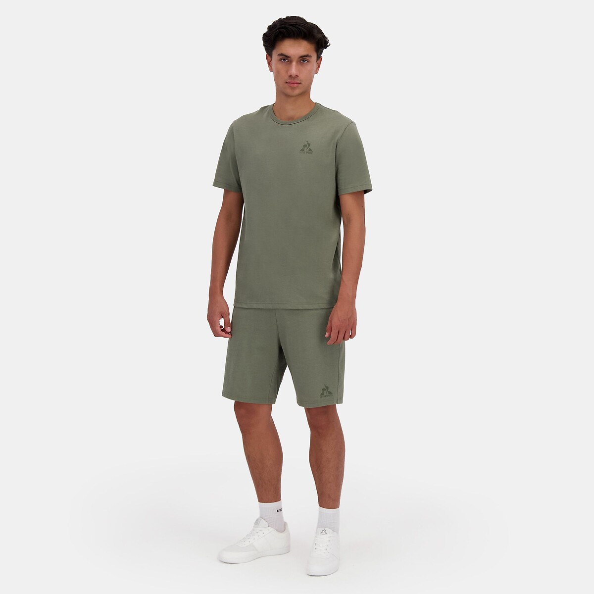 T-shirt manches courtes logo ton sur ton olive, LE COQ SPORTIF