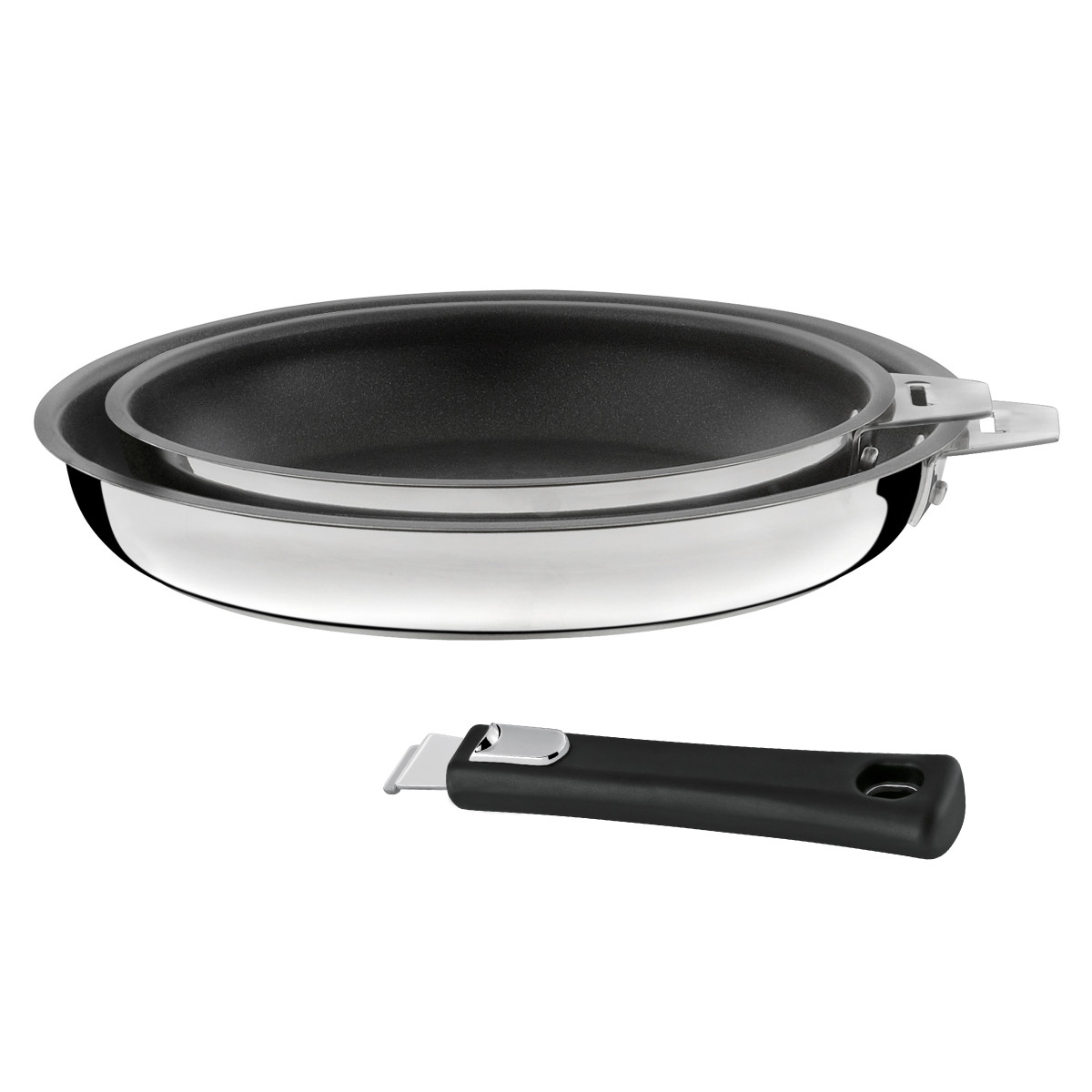 Série de 2 poêles 20/24cm revêtement céramique avec poignée noire - MALICE inox, CUISINOX