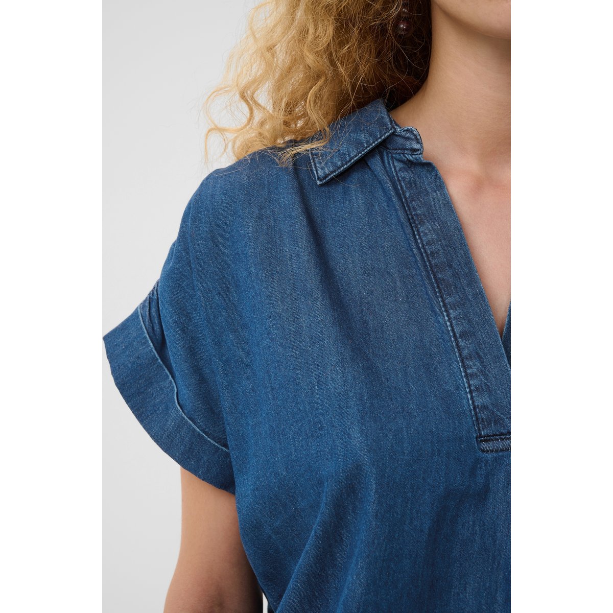 Blouse à manches courtes bleu dark blue wash, CULTURE