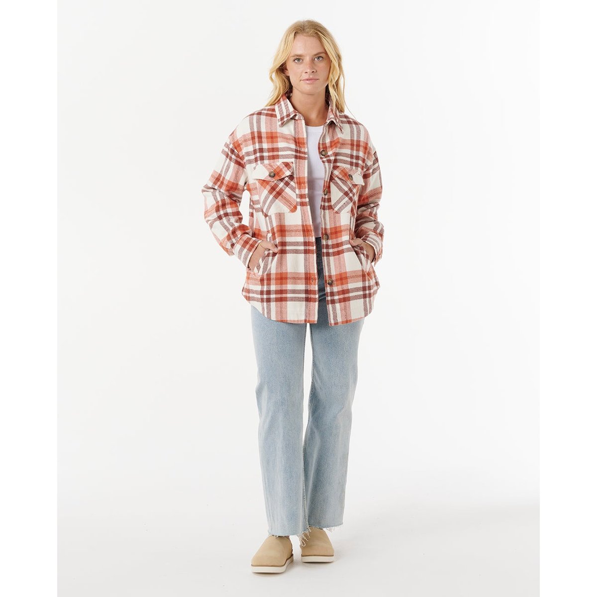 Chemise en flanelle à manches longues OCEANS brique, RIP CURL
