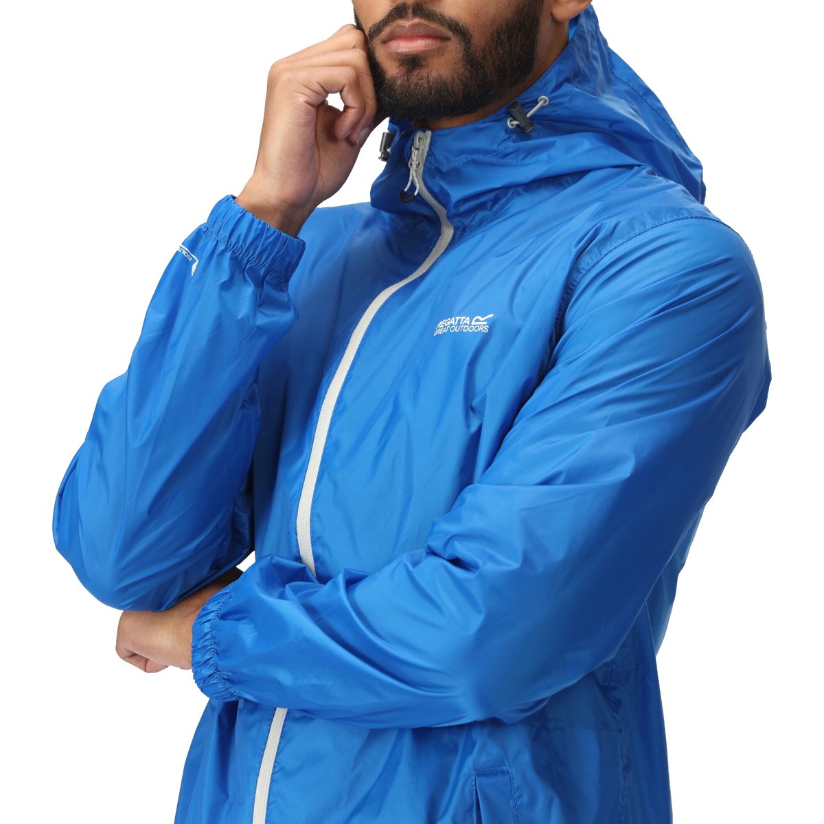 Veste imperméable unie à capuche LYLE bleu clair, REGATTA