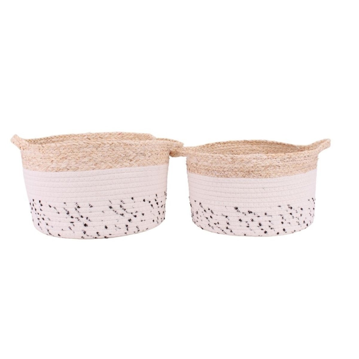 Lot de 2 paniers en corde et fibres naturelle beige, ORNAMI