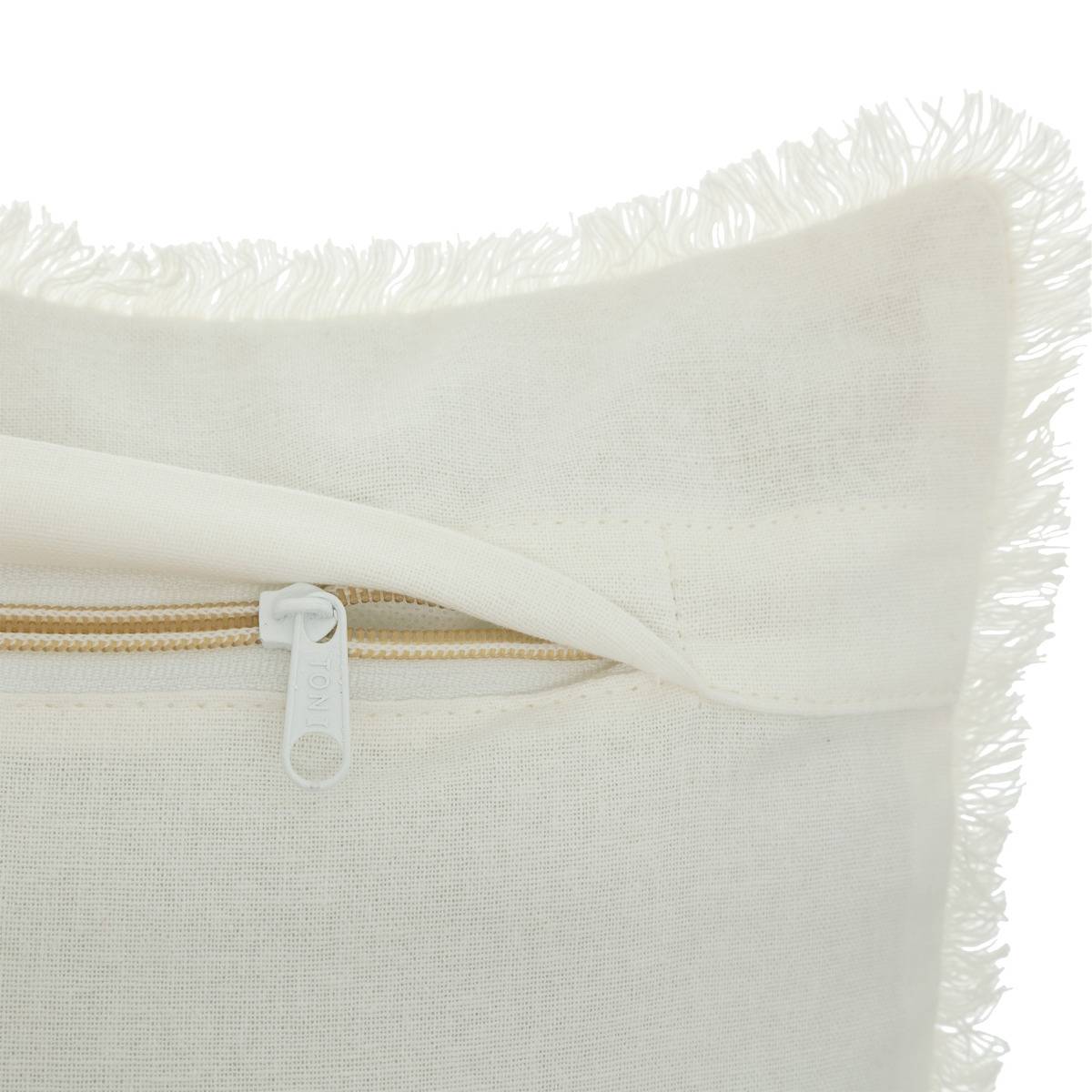 Coussin déhoussable à franges WIDDY ivoire, ATMOSPHERA