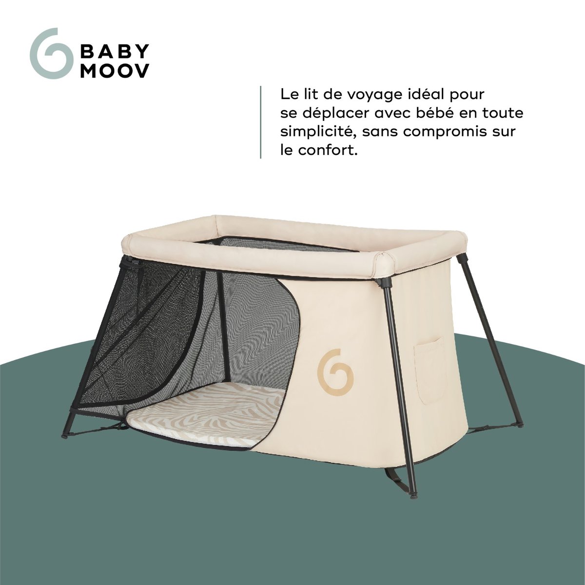 Lit parapluie compact et ultra léger bébé beige, BABYMOOV