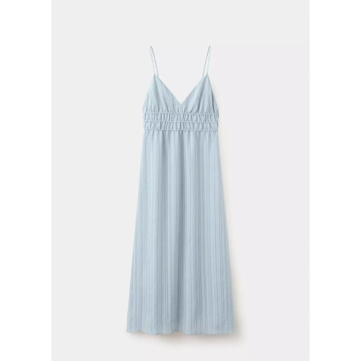 Robe froncée rayures bleu ciel, MANGO