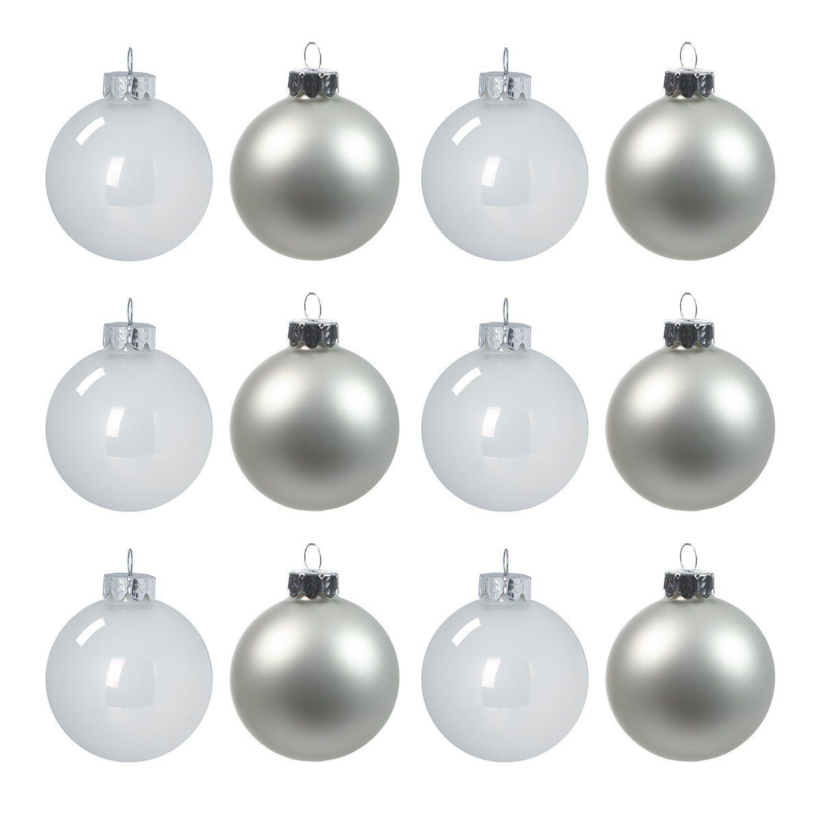 Set de 12 boules de noel en verre D6 NOËL blanc, SIA DECO