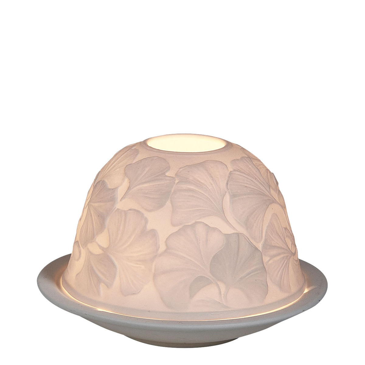 Photophore lithophanie Feuillage porcelaine blanc, MATHILDE M