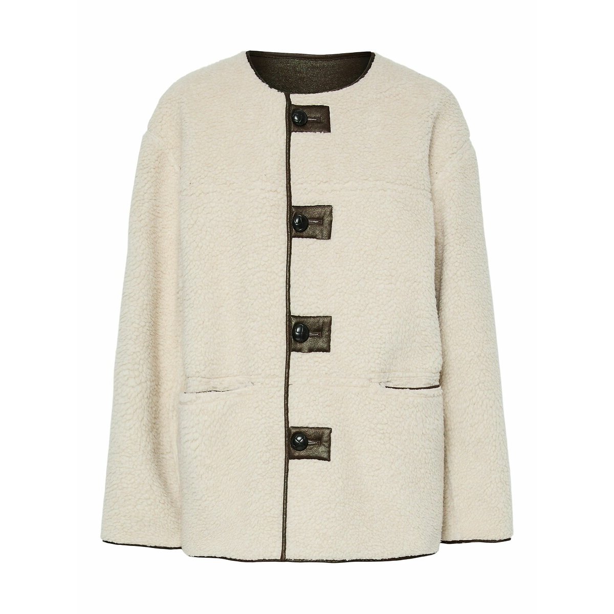 Casaco reversível, em sherpa cru, PIECES