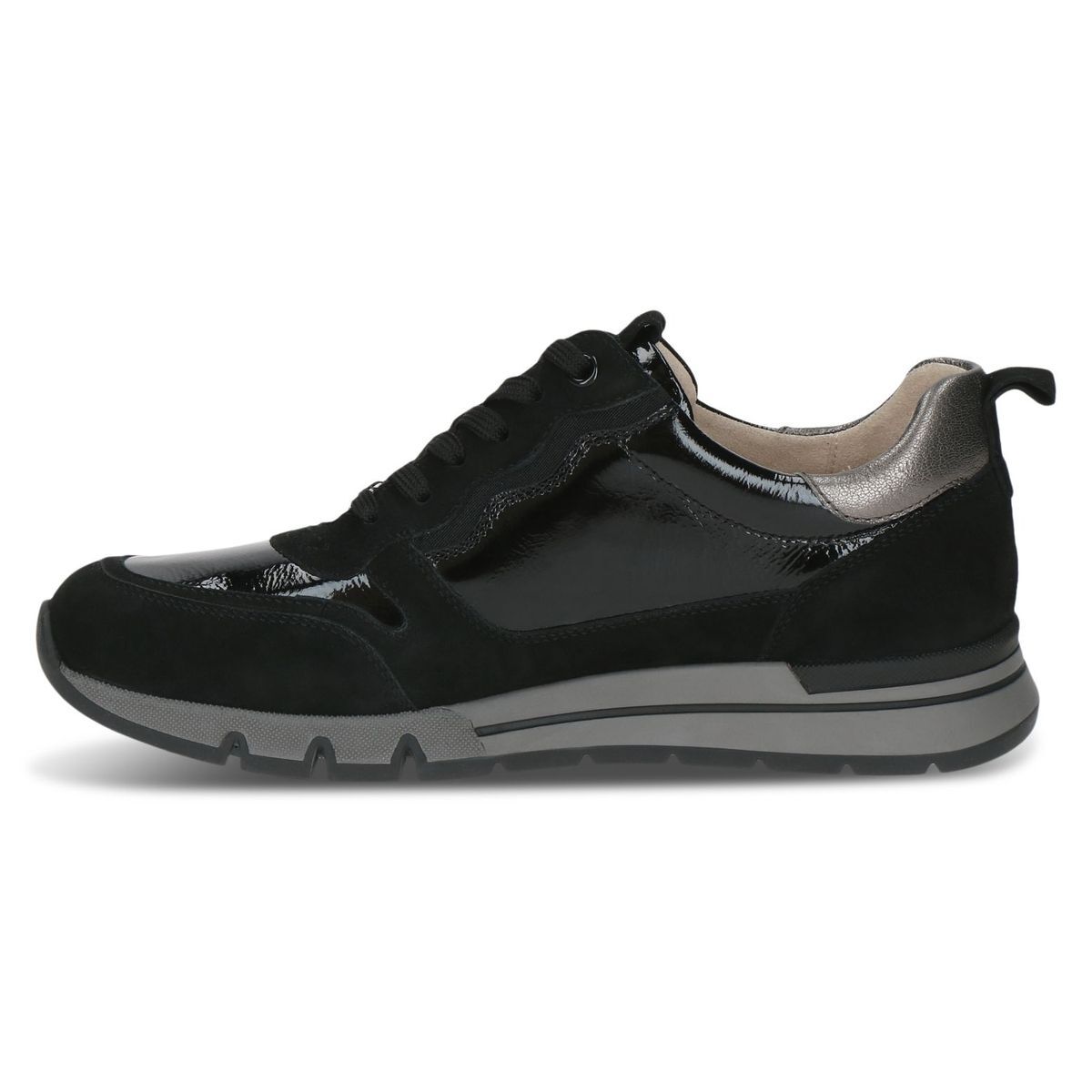 Basket en cuir noir zèbre, CAPRICE