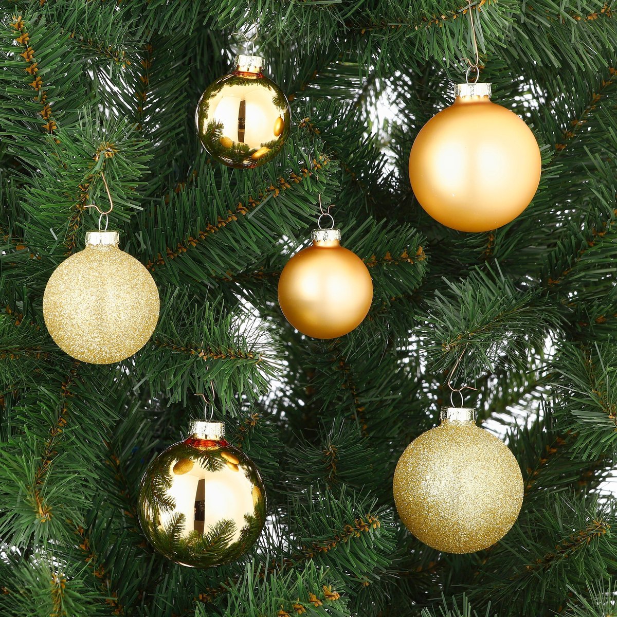 Lot de 26 boules de Noël en verre NOELA or, MICA DECORATIONS