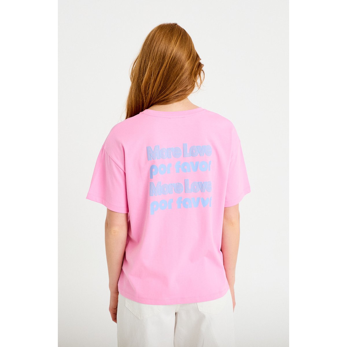 T-shirt droit col rond manches courtes rose corail, CACHE CACHE