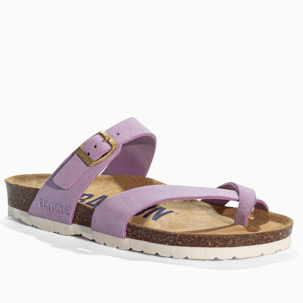 Tongs en cuir suédé DIANE lila, BAYTON