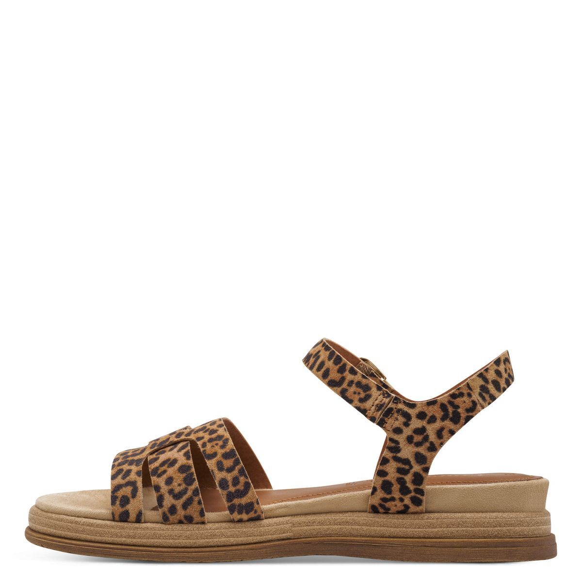 Sandale à talon en cuir marron, TAMARIS
