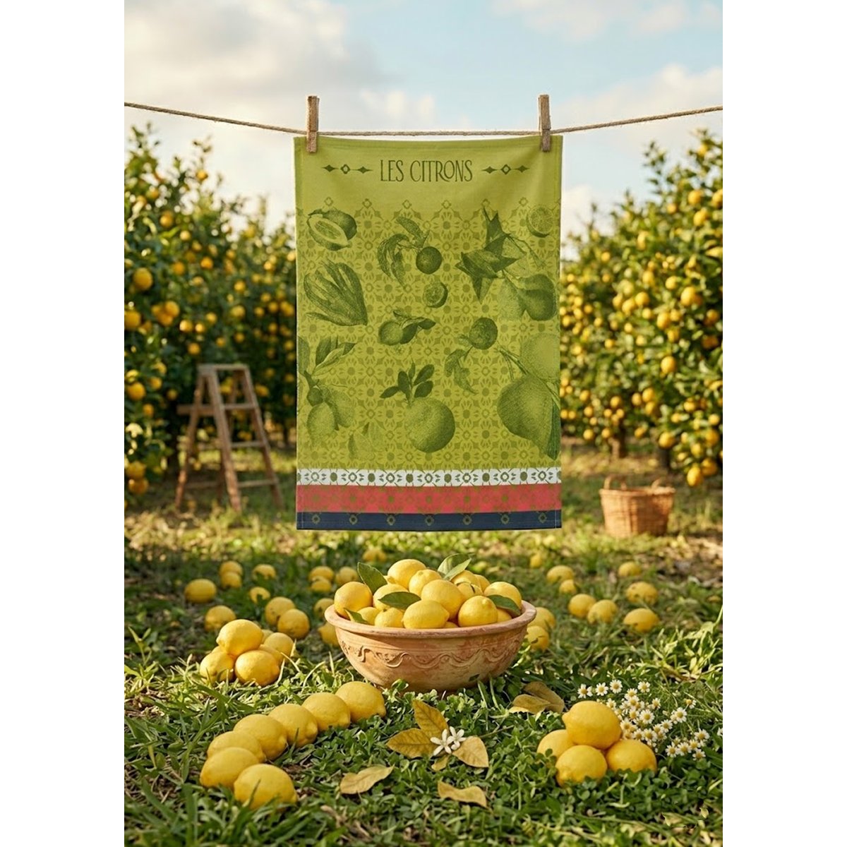 Torchon La beauté du zeste Coton yuzu, LE JACQUARD FRANCAIS