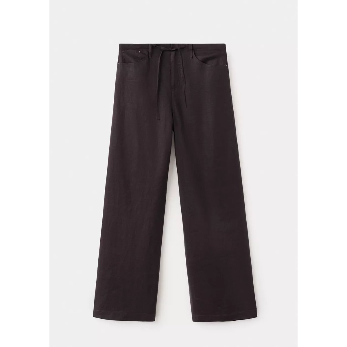 Pantalon lin nœud chocolat, MANGO