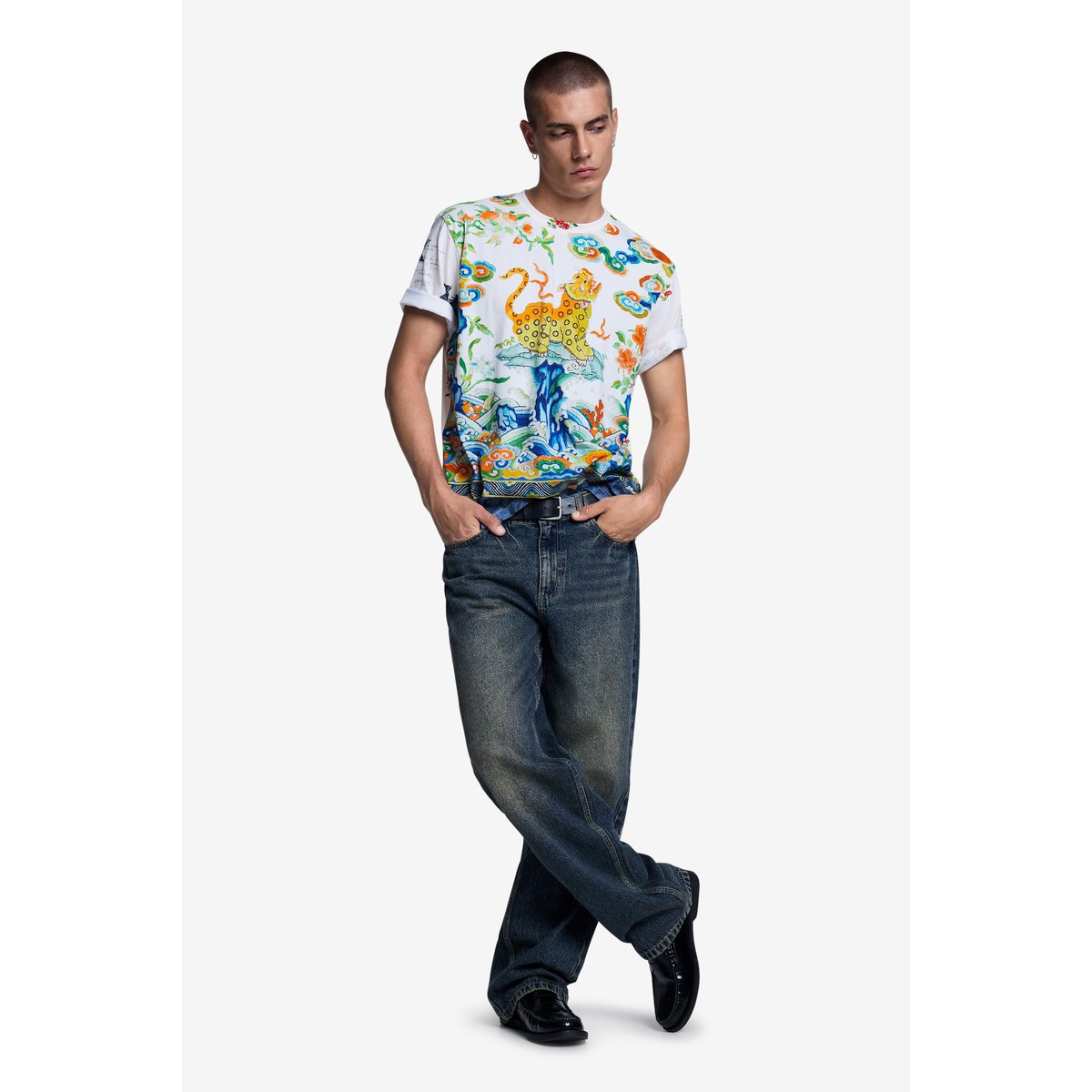 T-shirt imprimé beige, DESIGUAL