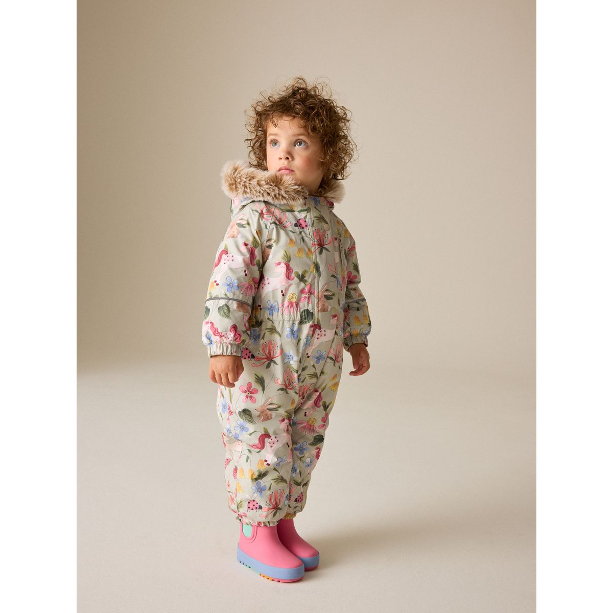 Combinaison d'hiver imprimée imperméable licorne vert sauge, NEXT