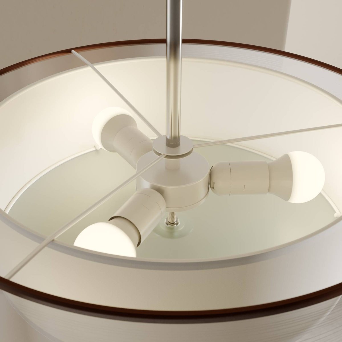 Plafonnier en textile moderne, Pikka chrome, marron, blanc, LINDBY