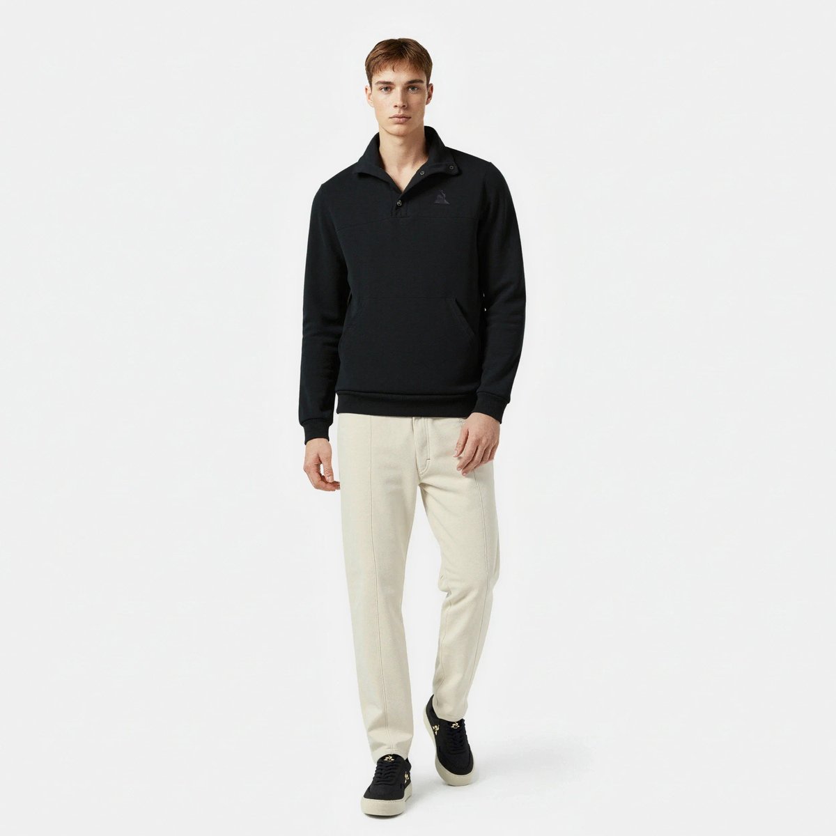 Sweat boutonné Essentiel en double face Essentiels ton/ton black, LE COQ SPORTIF
