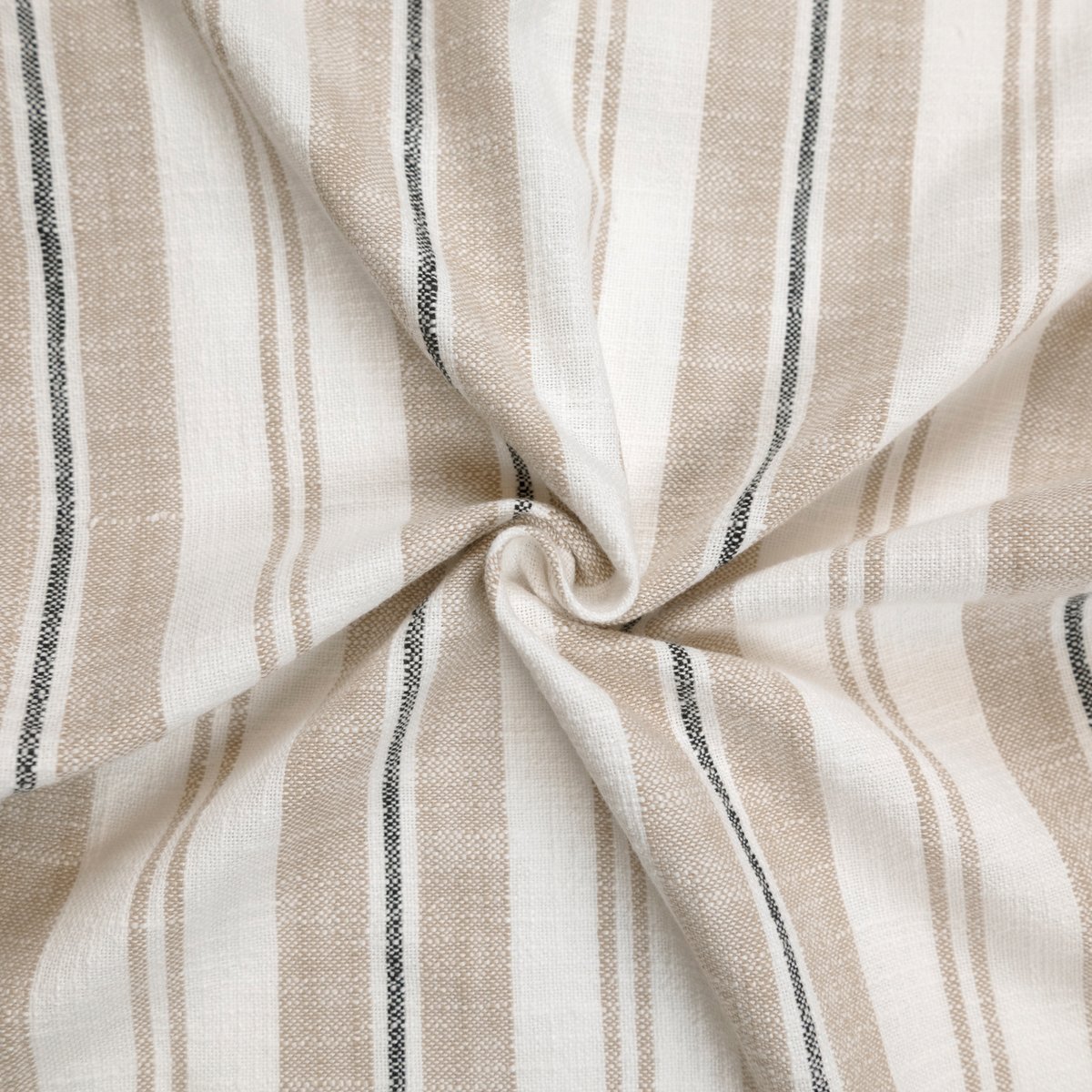 Rideau 100% coton rayures tapissier LOURMARIN - QABANE beige, HOME MAISON