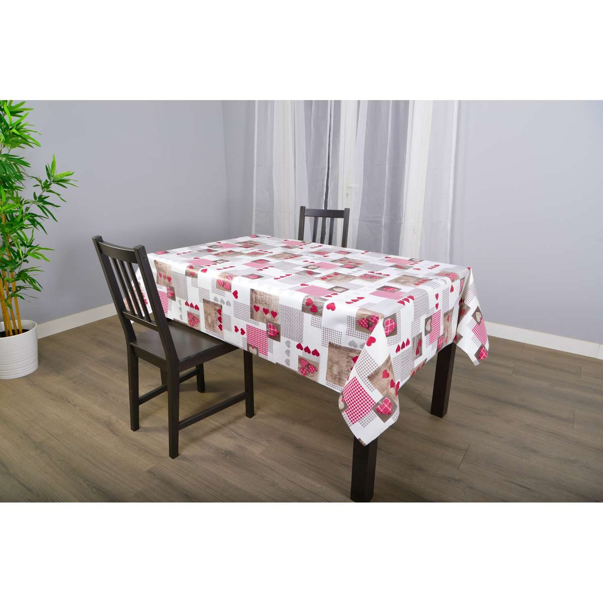 Nappe en toile cirée rectangulaire ASPEN rouge, TOILINUX