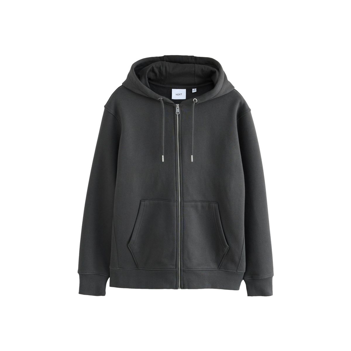 Sweat à capuche zippé en coton épais gris ardoise, NEXT