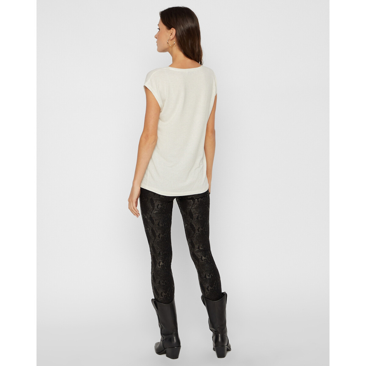 T-shirt effetto brillante bianco, PIECES