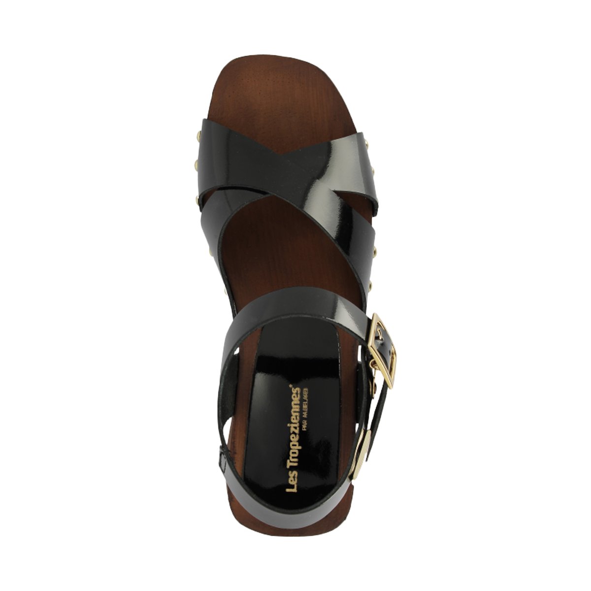 Sabots à talon large type sabot en cuir PAOLITA noir, LES TROPEZIENNES PAR M.BELARBI