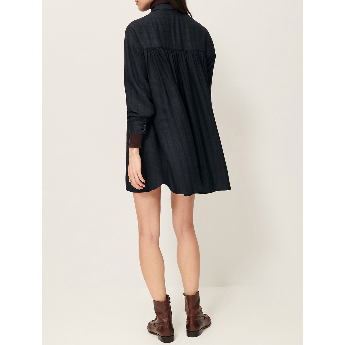 Vestido-camisa curto e franzido, LICALI 90008113, SESSUN